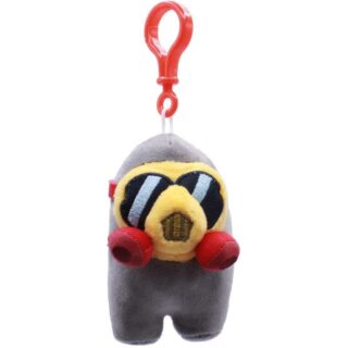 Jucărie de pluș Among Us cenușiu 11 cm – vedere frontală, breloc inclus, cadou original copii