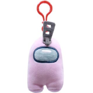 Jucărie de pluș Among Us roz 11 cm cu breloc – vedere frontală, cadou pentru copii